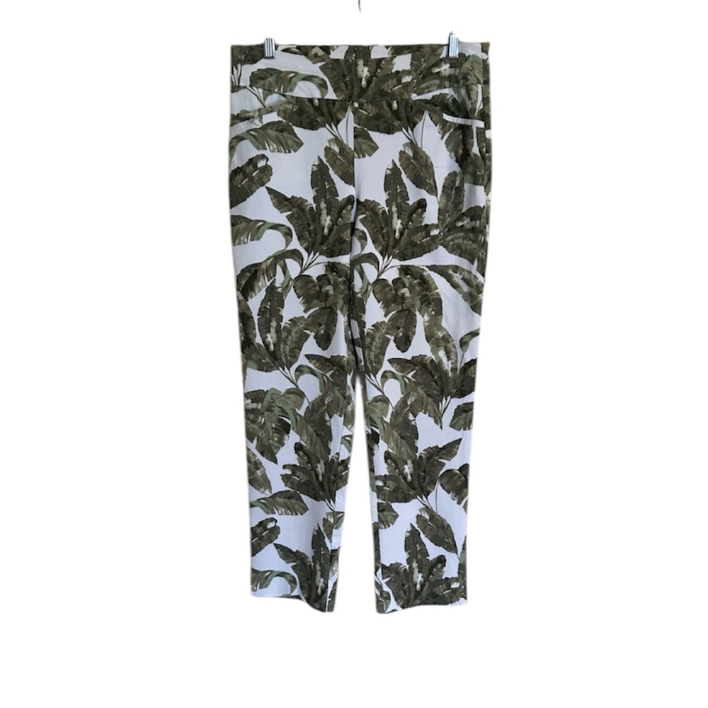Chico's Green Leaf Print Chinos